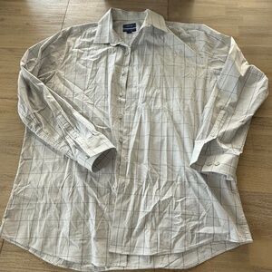 Mens Casual Long Sleeve Apt 9 Dress Shirt in White, Charcoal Box Print XL